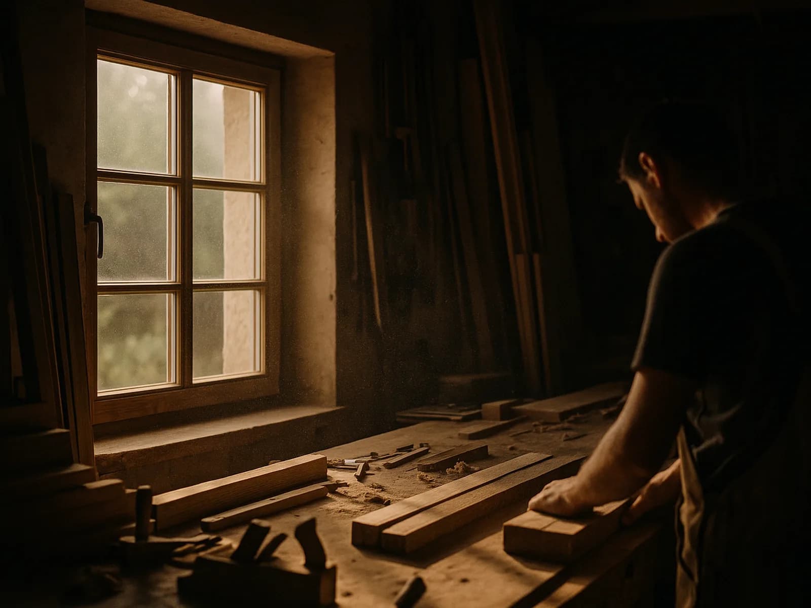 Holzfenster mit Sprossen
