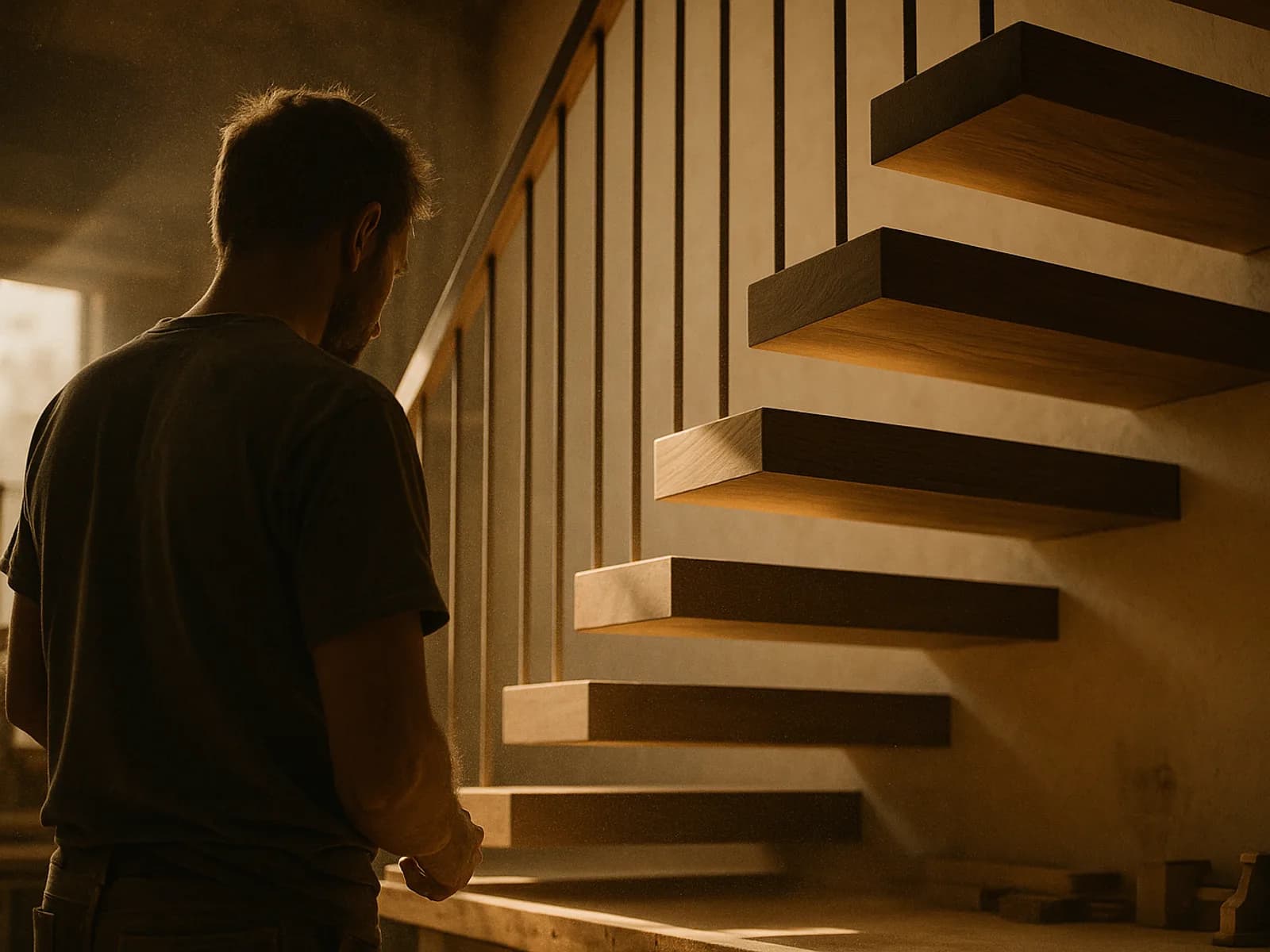 Freitragende Treppe aus Eiche