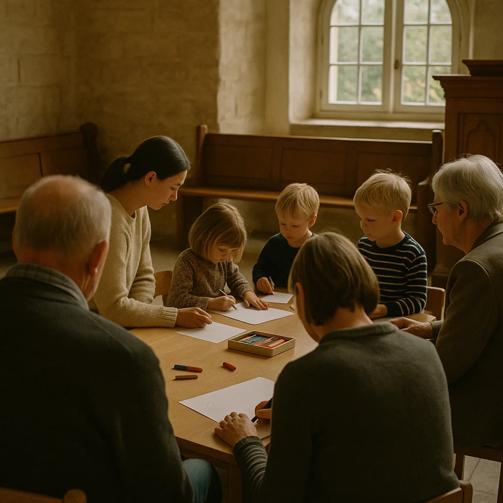 Familien beim Kindergottesdienst