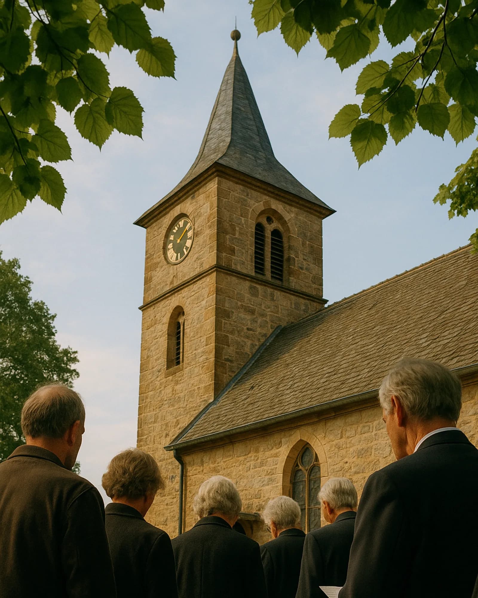 Der Turm der Friedenskirche, von unten gesehen